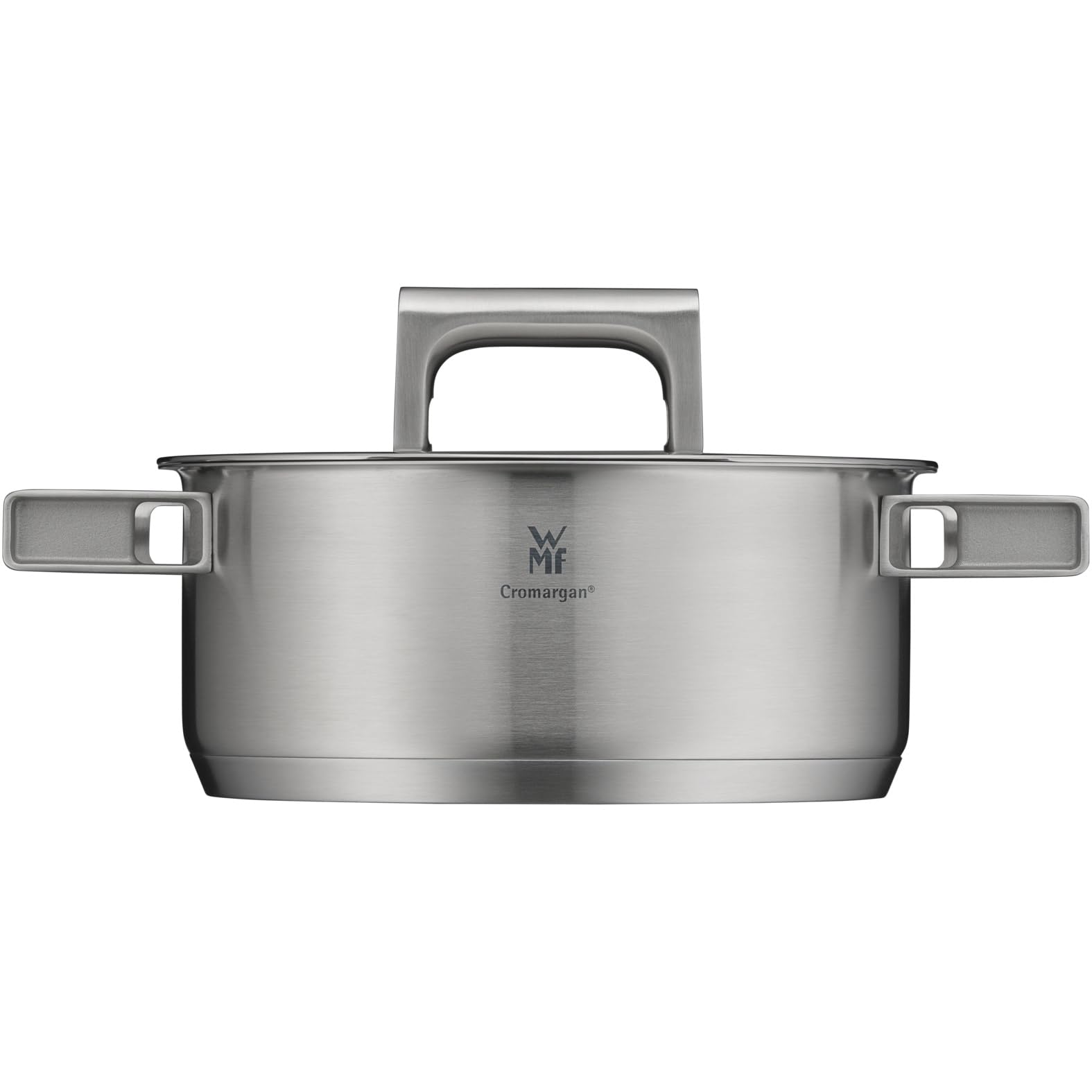 WMF Ultimate Cool - Pentola piccola 20 cm, coperchio in acciaio inox, a induzione, 2,5 l, in acciaio inox Cromargan opaco, manici che riducono il calore, pentola a induzione con scala interna,