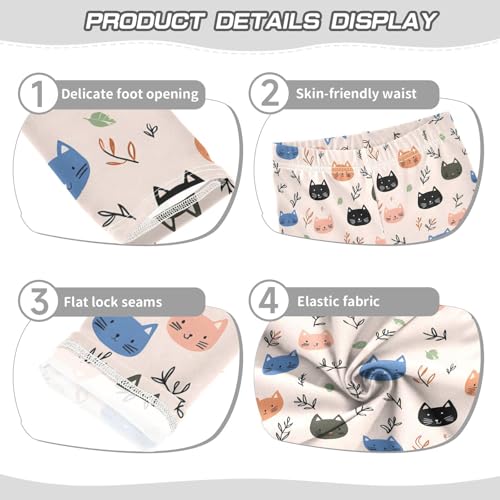 Colorful Cat Leaves Girls Leggings Soft Stretch Workout Yoga Dance Pants for Kids Casual Tights3