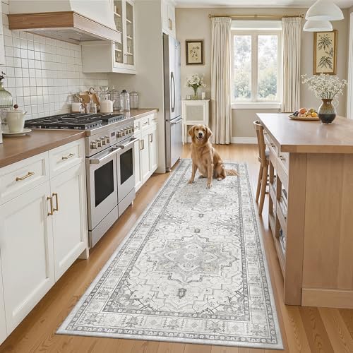 Madane Kitchen Runner 2'6''x8' Soft Rug Runners for Hallways, Grey