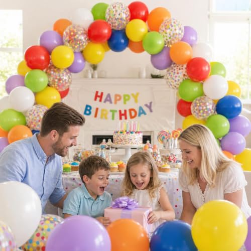 Image of Red Blue Yellow Green Balloons, Carnival Circus Balloon 12 Inch Red Blue Green Yellow Party Balloon with Colorful Confetti Balloons for Kids Birthday Carnival Theme Back to School Party Decorations