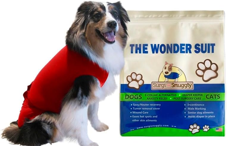 Surgi~SnugglyRed - ML - EC Inventors The Original E Collar Protects Your Pet's Wounds & Bandages - Hugs Away Your Pets Anxiety, Plus It's Easy On Easy Off
