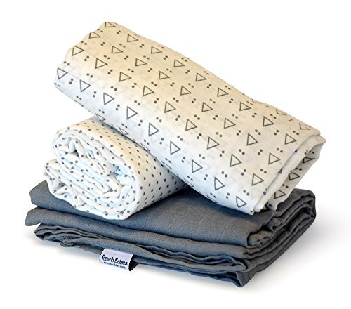 Receiving Blanket by Rench Babies - 3-Pack Muslin Swaddle Blankets for Boys & Girls