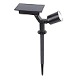 CHEOTIME 120° Adjustable Solar Spot Light, Auto On Energy Saving Solar Landscape Spotlight for Yard Garden Pathway Landscape Dual Installation Methods 800mAh Li Battery Tree Flag Wall (Warm Light)