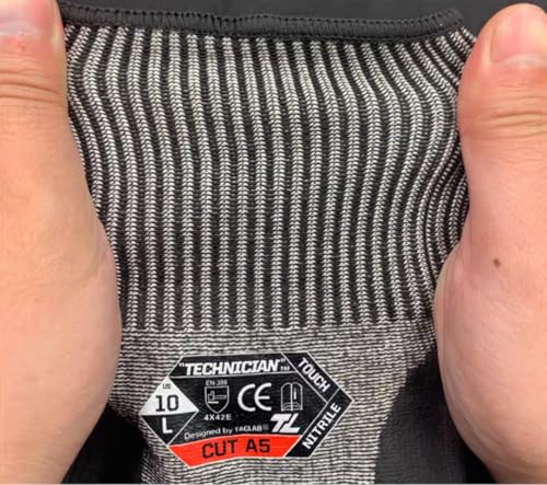 TACLAB CUT A5 Cut Resistant Urethane Coated SpeedKnit Work Gloves - Touch Capable, Strong Grip in Dry (L)