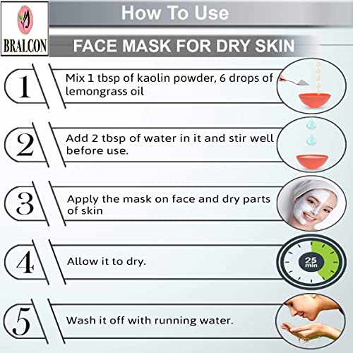 Image of BRALCON Kaolin Clay Powder - 100g | Chinni Mitti Powder for Face Pack, Skin Care | 100% Natural & Original for Healthy Hair & Skin | Removes Blackheads, Purifies Pores, Detoxes Skin