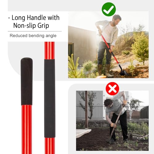 VNIMTI Heavy Duty Gardening Shovel, 56 Inch Round Blade with Fiberglass Handle (Red) - Thumbnail 5