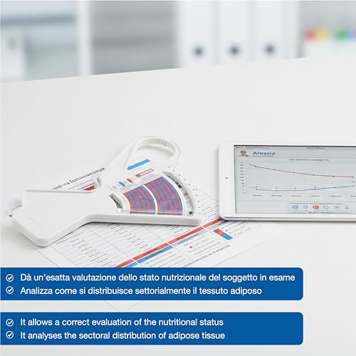 GIMA FAT-1 Hautfaltendickenmesser - Gerät zur Messung des Körperfetts, Zange zur Messung der Hautfalten - Kit zur Messung der Hautfalten - Mehrsprachiges Handbuch (IT)