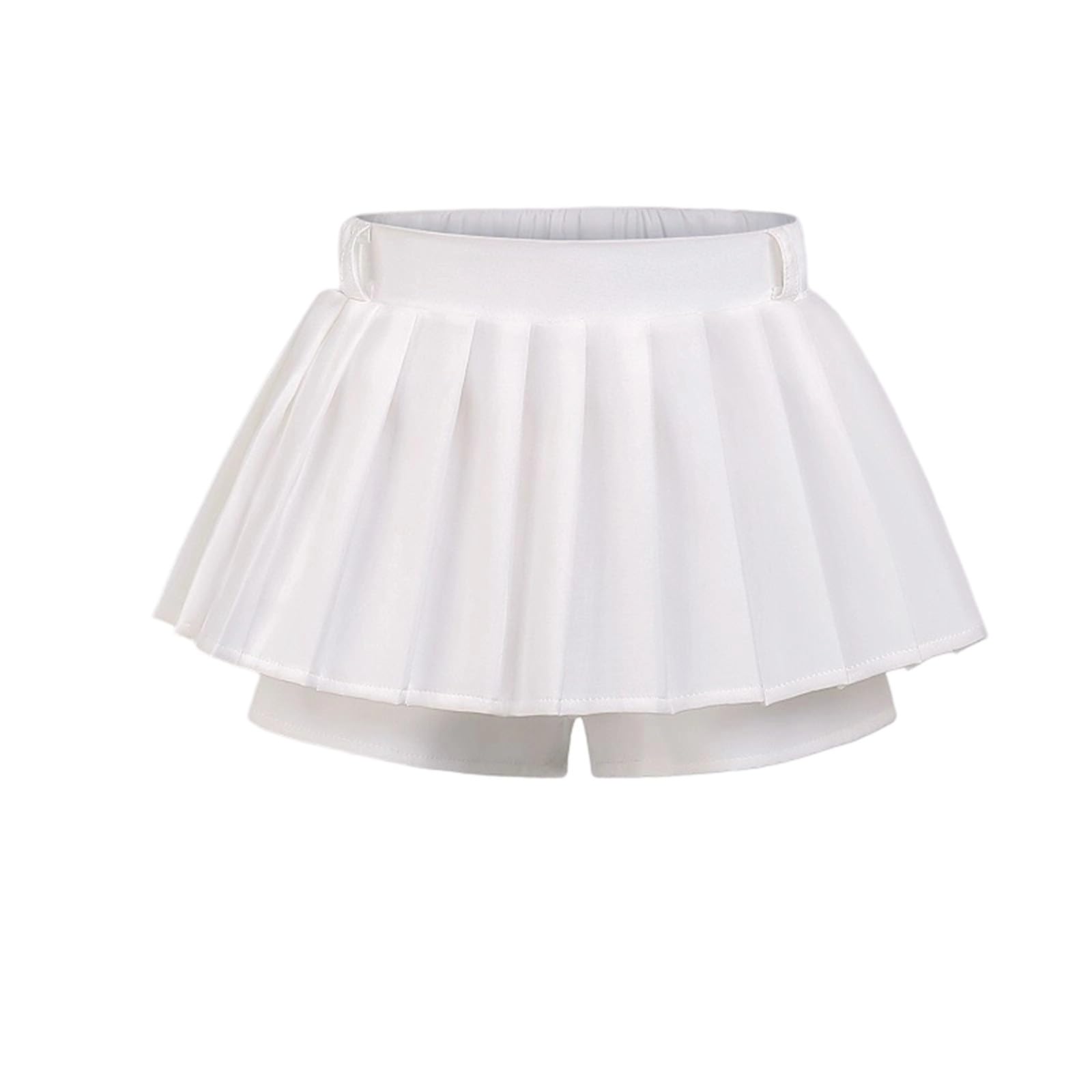 Générique Jupe plissée pour Fille avec Short Taille Haute – Tenue d'été Mignonne et Confortable pour Les Filles (White, 11-12 Years)