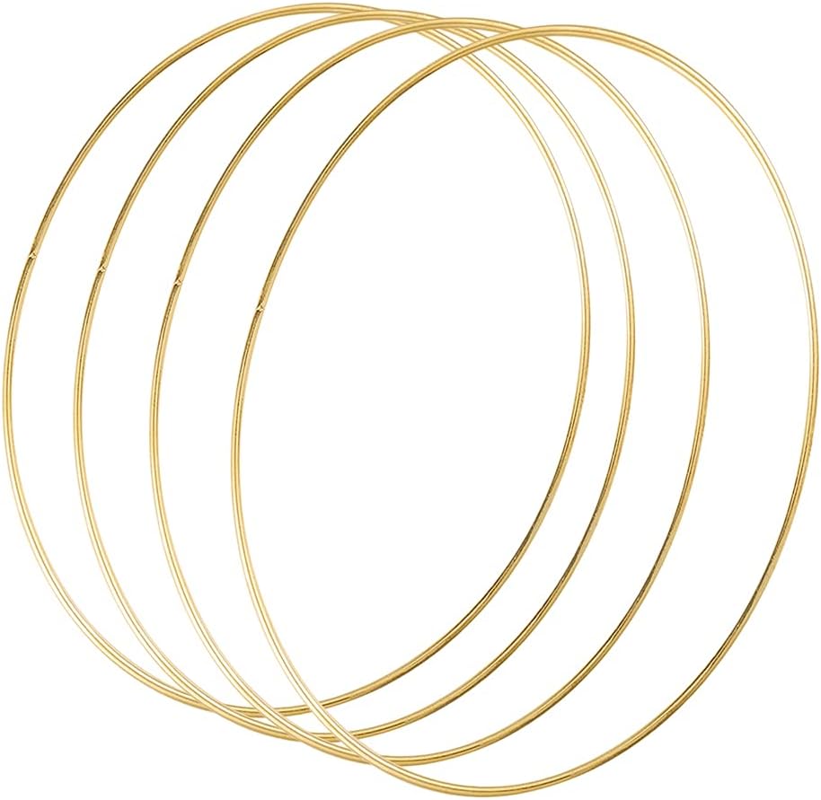 Sntieecr 12 inch/ 30 cm Metal Floral Hoop Wreath Macrame Gold Hoop ...
