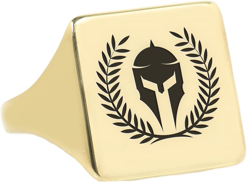 14k Gold Gladiator Signet Ring – Custom Engraved Bold Statement Jewelry
