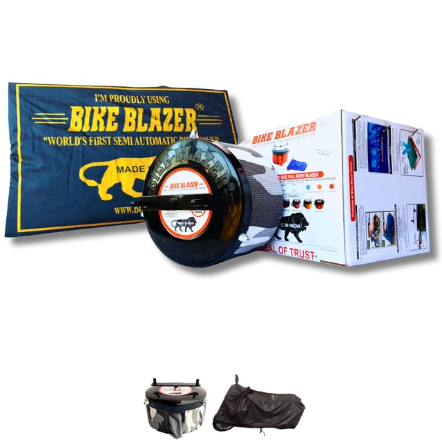 BIKEBLAZER Semi-Automatic Full Body Bike Covers - Heavy Duty Device | Water Resistant | UV Safe | 100% Dust Proof | Anti-Theft & Scratch Proof Covers, Compatible with All Triumph Motorcycles BPK