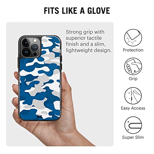 Image of DailyObjects Mobile Phone Case for iPhone 13 Pro Max | Printed Camouflage Blue Stride 2.0 Slim Back Cover | Designer Matte Finish | Hard Ultra Protective & Anti Shock