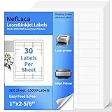 NefLaca 1"x2-5/8" Shipping Address Labels, Blank Mailing Labels, 30-UP White Self-Adhesive Name Tag