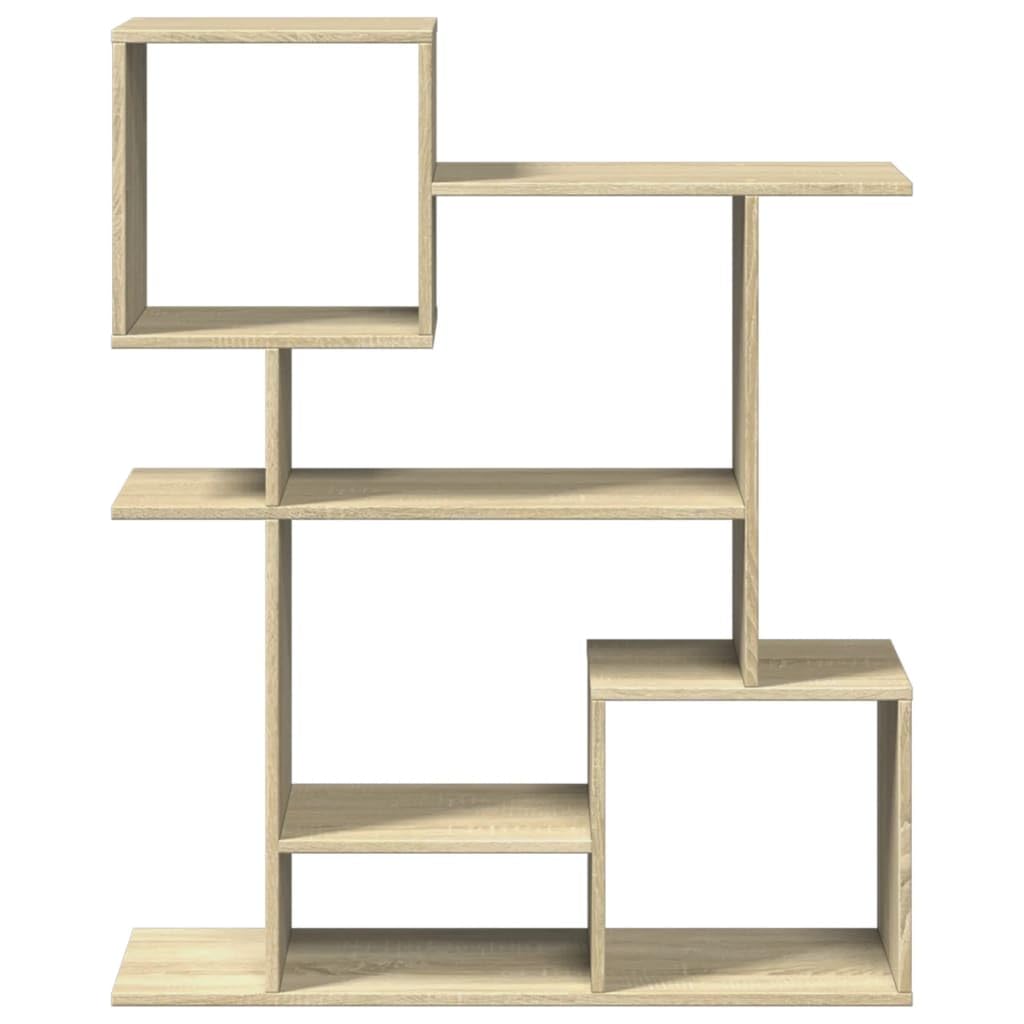 Regał na książki dąb Sonoma 92 x 29 x 112 cm, materiał drewnopochodny, 5 przegródek, uniwersalny organizer Cube do salonu, biura i sypialni