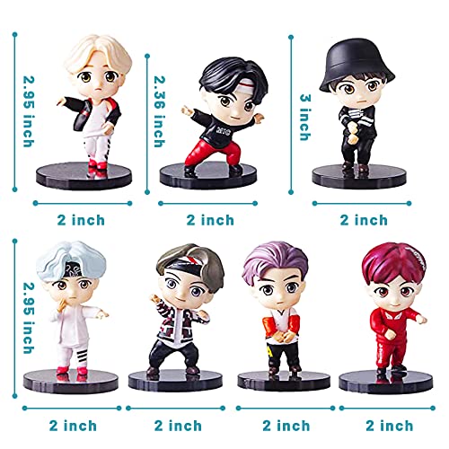 7Pcs Bts Cake Topper Figurines Characters Set Of Action Figure Toys Premium Cake Toppers And Party Favors For Bts Party Supplier Christmas Gift #TOP1