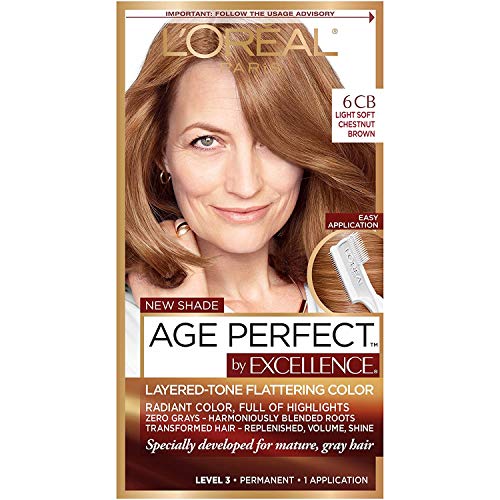Image of L'Oreal Paris ExcellenceAge Perfect Layered Tone Flattering Color, 6CB Light Soft Reddish Brown