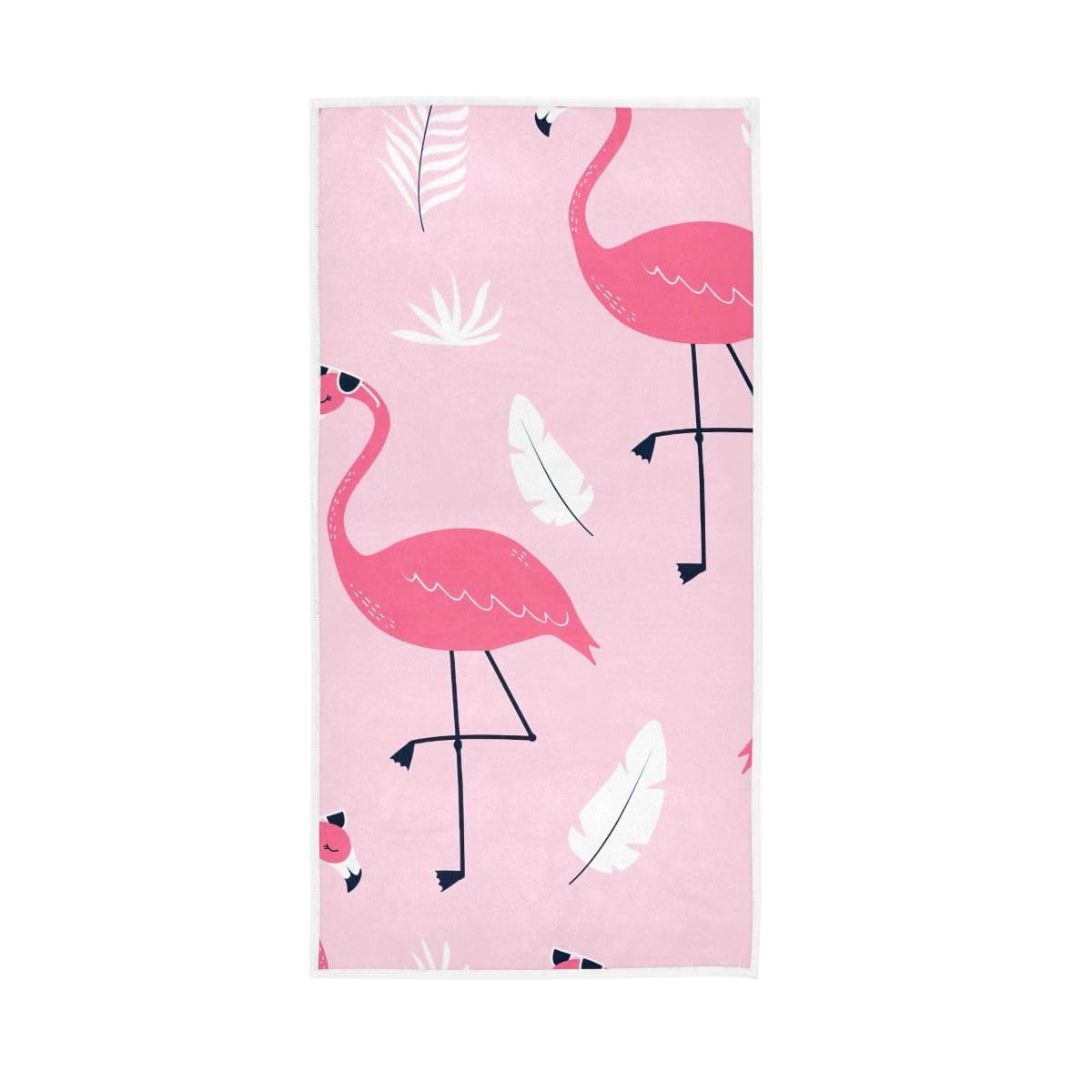 HUYGD Flamingo Feather Pink Hand Towels, 15 x 30 Inches, Soft Highly Absorbent Towels for Bathroom Gym Hotel