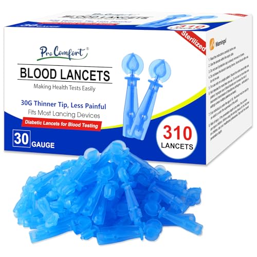 Pro Comfort Twist Top Lancets for Lancing Devices, 310 Count, 30 Gauge Lancet for Blood Sugar Test, Diabetic Lancets, Blue, 310 PCS