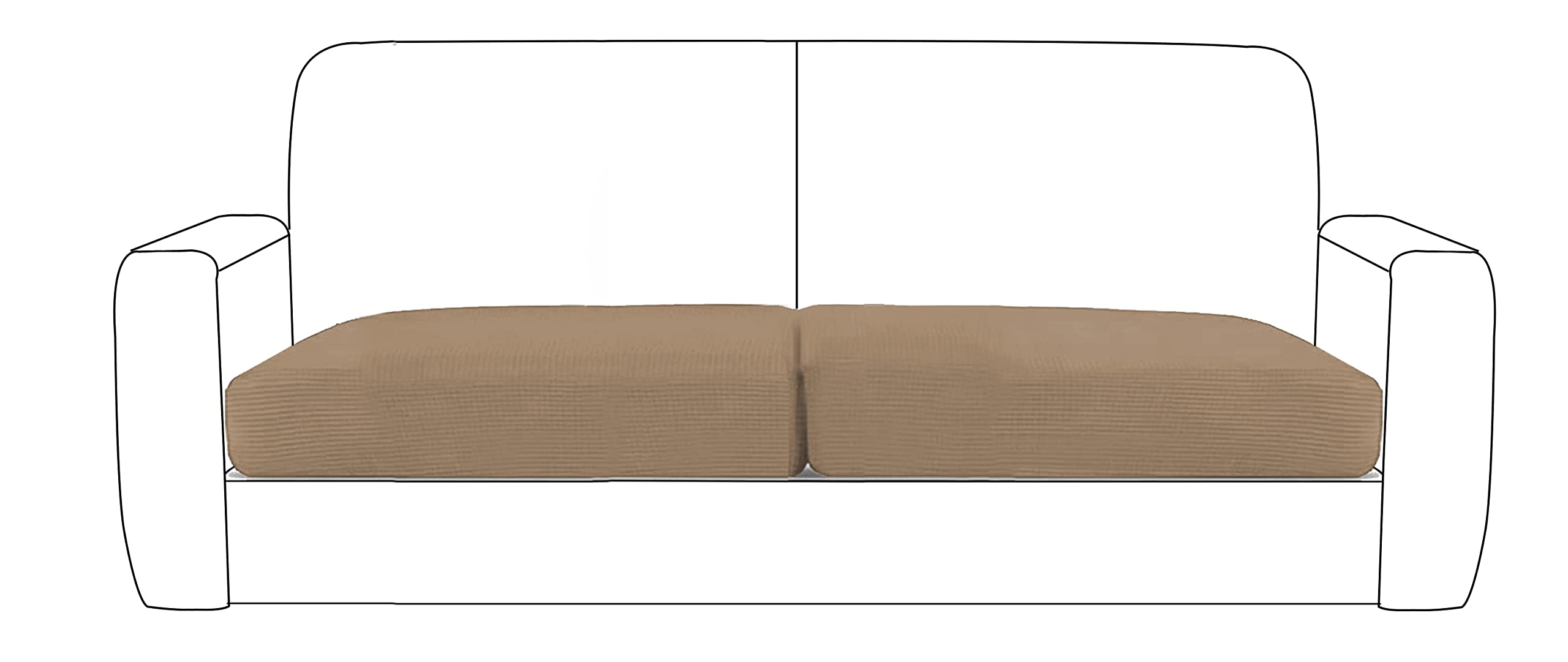 Stretch Sofa Seat Cushion Cover Sofa Couch Cushion Furniture Protector Sofa Slipcover with Elastic Bottom Spandex Jacquard Fabric Small Checks (Coffee, 3 Seater)