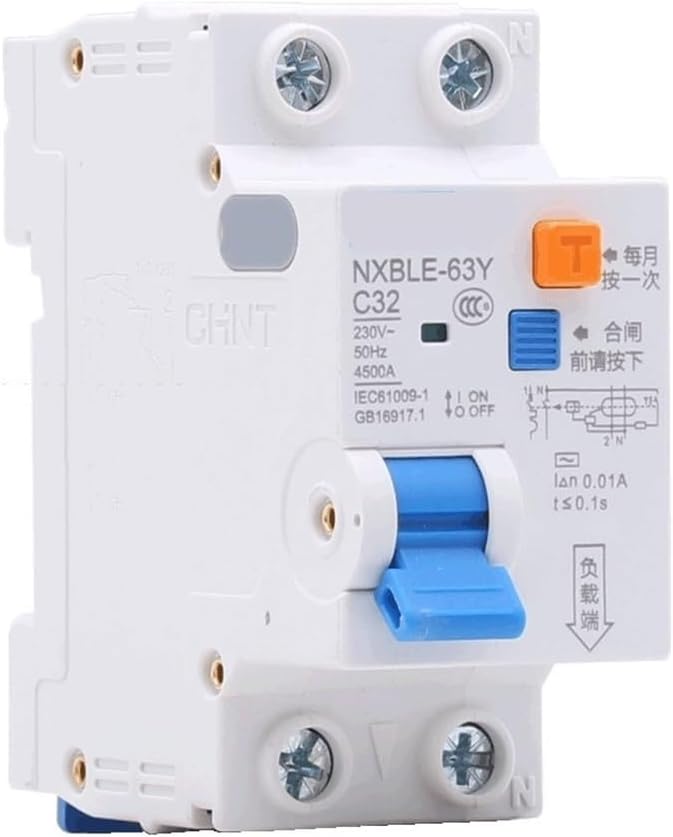 1Pcs NXBLE-63Y 6A 10A 16A 32A 63A 10MA 0.01A 30MA 0.03A RCBO 1P+N Residual Current Circuit Breaker Over Leakage Protection(30MA 1P 1N,50A)