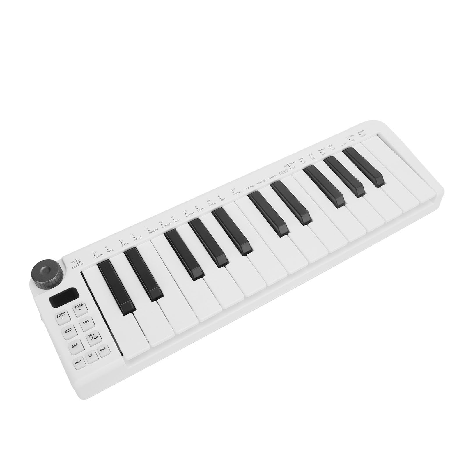 Controlador de Teclado MIDI de 25 Teclas, Material ABS, Controlador MIDI USB Portátil con Teclas Sensibles y Conexión Inalámbrica para Producción Musical