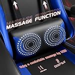 Shahoo Gaming Chair with Footrest and Massage Lumbar Support, Video Game Chairs Height Adjustable Seat with Headrest for Office or Bedroom, Study Room, Dark Blue - Image 5
