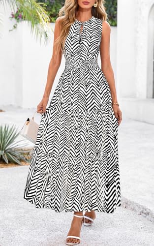 PRETTYGARDEN Womens Summer Dresses 2025 Sleeveless Drawstring V Neck Maxi Dress Flowy Casual Long Dresses with Pockets2