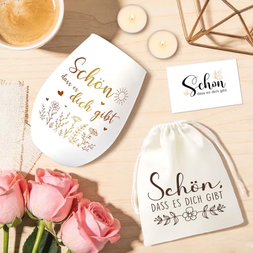 Schön DASS Es Dich Gibt Geschenke,Windlichter Geschenke für Frauen,Windlicht mit Spruch Set enthalten Kerzen, Aufbewahrungsbeutel, Grußkarten, Geburtstagsgeschenk für Frauen, Frau