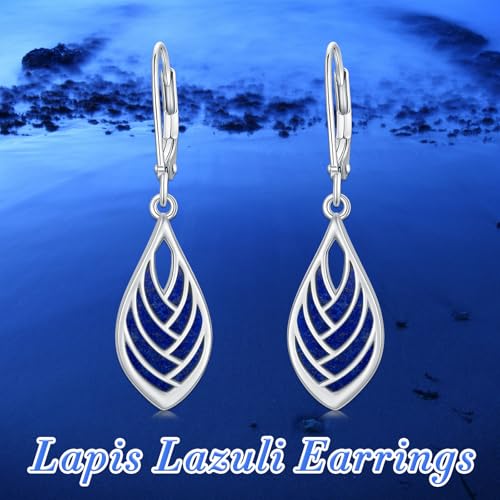 Boucles d'oreilles lapis lazuli argent pour tenue de soirée