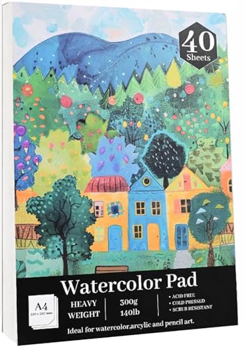 Atoke Watercolour Paper Pad,A4 Water Colour Paper,140lb/300gsm Artist Painting Drawing Paper Book,Art Supplies for Adults Kids,Watercolour Paint Set,Sketchbook,Journal