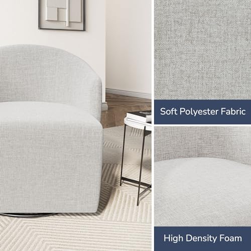 Image of BELLEZE Swivel Accent Chair, Modern Upholstered Swivel Armchair 360 Degree Barrel Chair Comfy Corner Chair for Living Room Bedroom [Set of 2] - Malta (Light Grey)