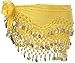 REINDEAR Vogue Style Chiffon Dangling Gold Coins Belly Dance Hip Scarf US Seller (Yellow)