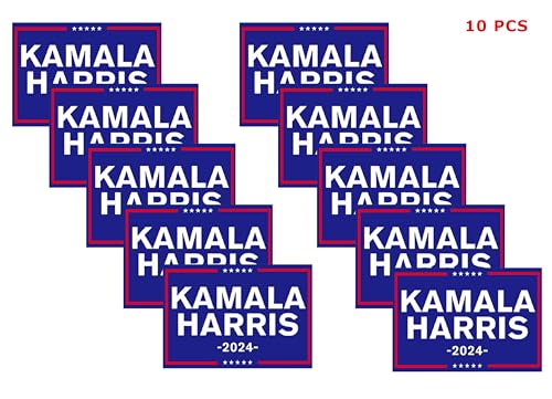 Image of 10 Pack Kamala Harris for President Car Sticker - 5 x 3.5 Inches - Presidential Campaign Vinyl Decal Bumper Sticker, Political Support, Waterproof, Ideal for Cars, Laptops, Window (Harris 2024 Blue)