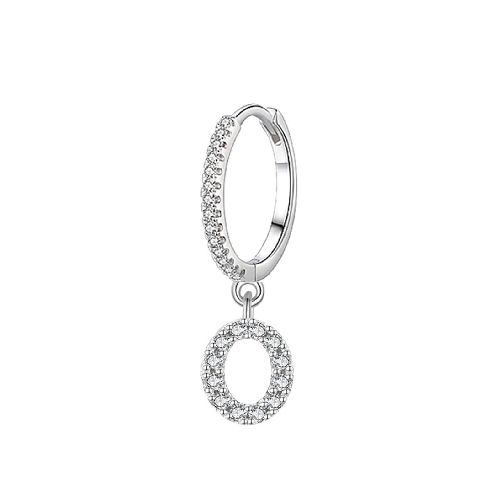 Wycian Pendientes de aro para mujer, apilables, letra dorada para ella, oro blanco