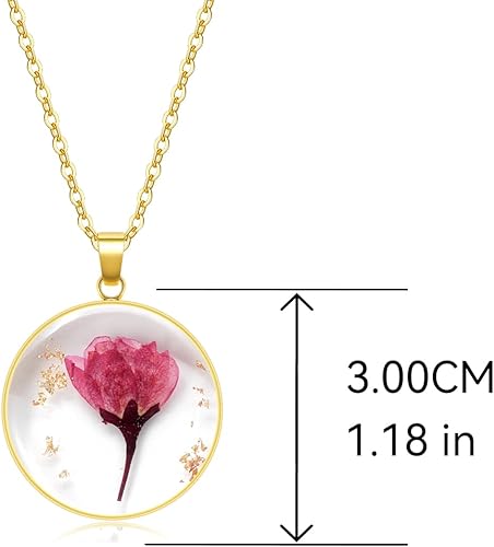 Miniatura 5 de KBFORU Birth Flower Necklaces For Women - Aster September Month Flower Necklace - Handmade Pressed Flower Necklace - Unique Holiday Gift - Gold 18"