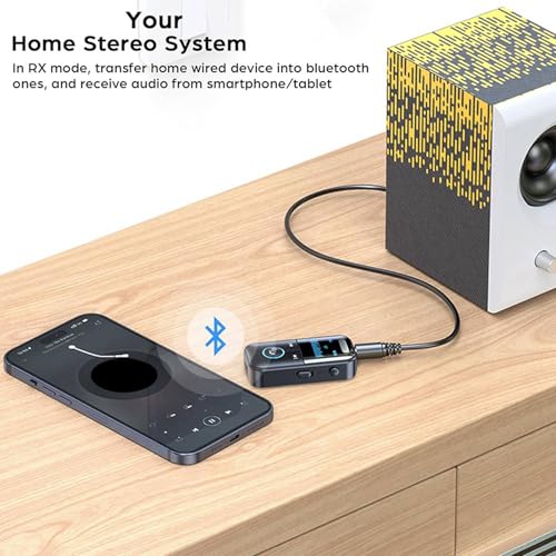 Transmisor receptor Bluetooth 5.4 pack de 2 adaptadores de audio conector auxiliar de 3.5 mm 5