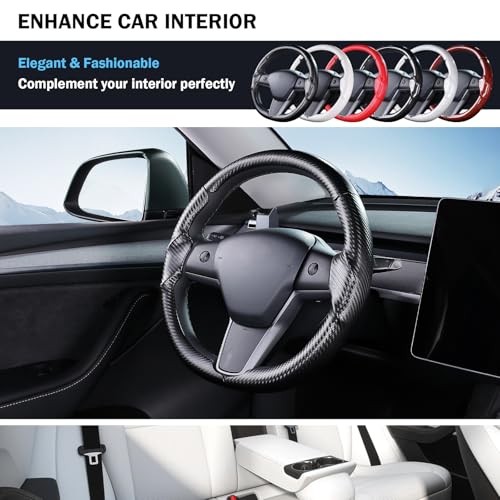 Steering Wheel Cover for Tesla Model 3 (2017-2023) / Model Y (2020-2024),Anti-Slip,Comfortable Grip, Breathable,Customized for Tesla Model 3/Y Accessories,Matte Black - Image 6