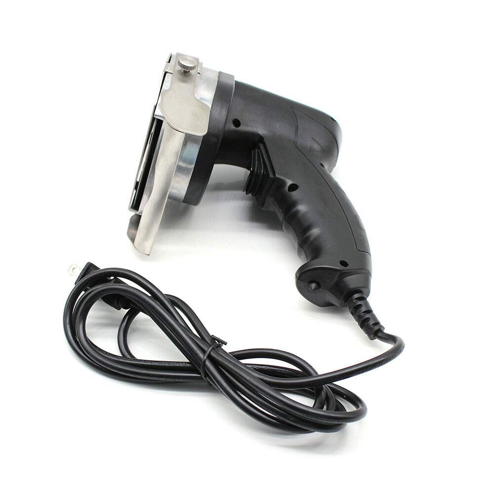 DYRABREST 110V 80W Electric Shawarma Kebab Knife Doner Gyro Kebab Slicer Stainless Steel Round Blade Meat Cutter Adjustable Thickness 1-8 mm