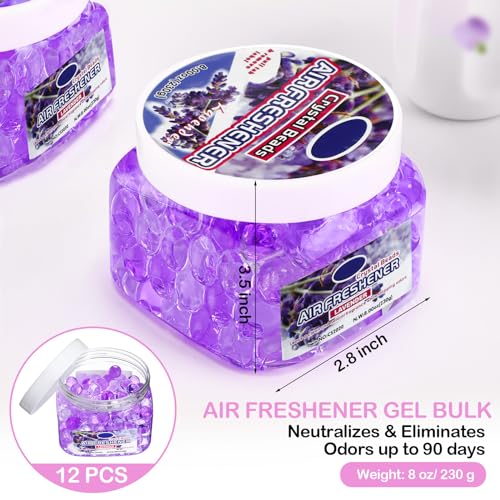 Image of 12 Pcs Air Freshener Bulk Odor Gel Eliminator Beads 8 Oz, Lavender