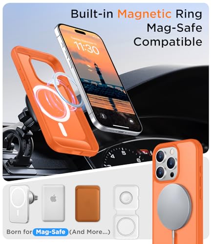 Image of Magnetic Compatible with iPhone 15 Pro Max Case, [Built-in Invisible Kickstand][Compatible with MagSafe][Military Grade Shockproof] Slim Translucent Matte Phone Case for iPhone 15 Pro Max 6.7 inch