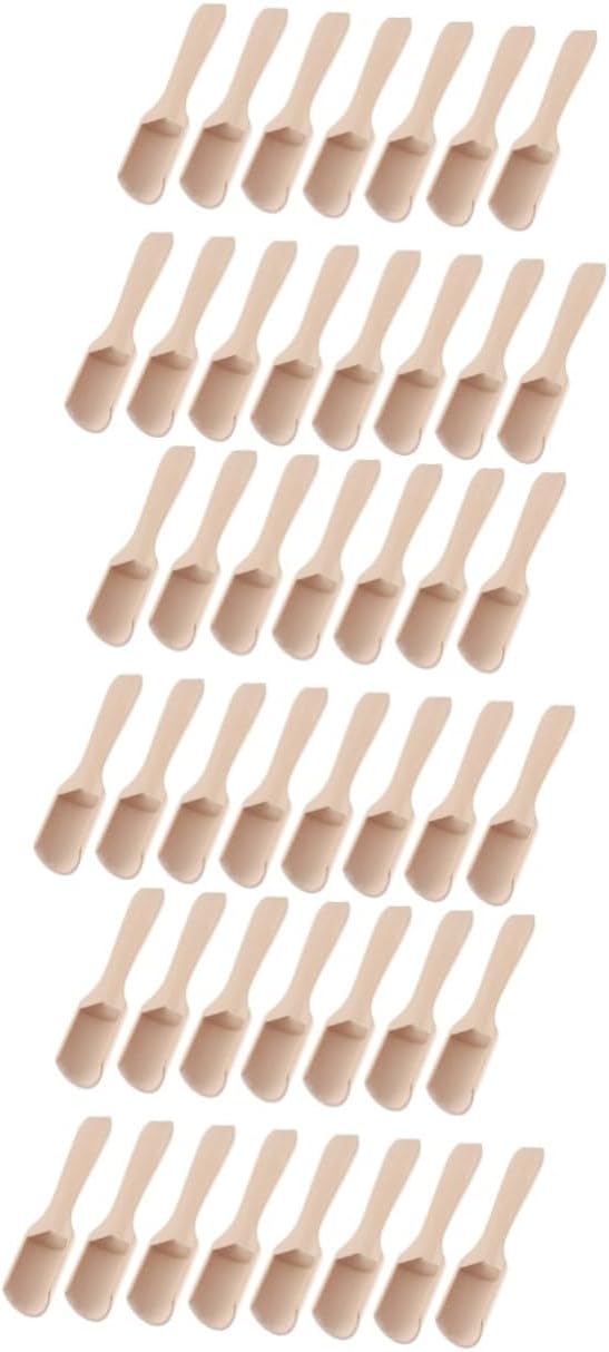 PRETYZOOM 45pcs Natural Wood Tea Spoons Salt Shovel Scoop Flat Handle for Milk Powder Tea Leaves and More Sustainable for Home Commercial Use