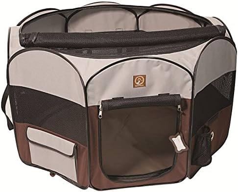 One for Pets Grey/Brown Portable Pet Soft Crate - Kennel for Cats, Dogs, Kittens and All Pets, Large (2104-Grey/Brown-L)