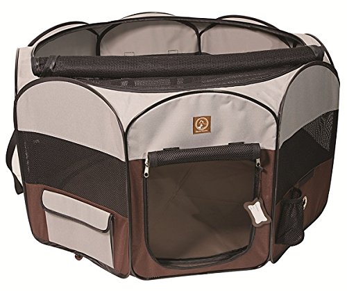 One for Pets Grey/Brown Portable Pet Soft Crate - Kennel for Cats, Dogs, Kittens and All Pets, Large (2104-Grey/Brown-L)