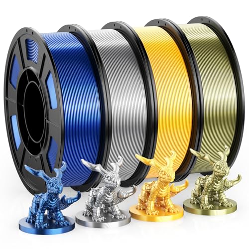 WEEFUN Silk PLA 3D Printer Filament Pack 200g X 4 Spools, PLA Filaments 1.75mm, 3D Printing Filament for 3D Printer Silk