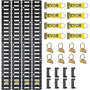 VEVOR Universele E-Track sjorrailset, 1,52 m, horizontale E-railset, 30 stuks, E-Track-rails, veelzijdig inzetbaar, E-Track-rail, zwart, voor laden op vrachtwagens, aanhangers