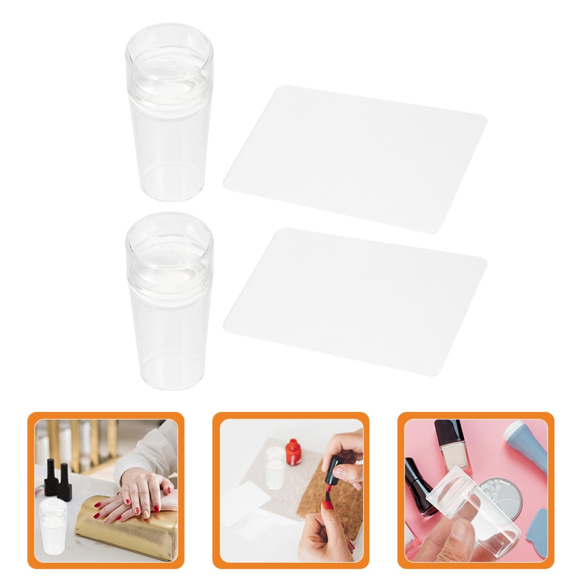 Healeved 10sets Timbri Per Unghie Silicone Strumenti Per Nail Art Per Manicure Francese Facile Da Usare Per Casa e Salone Di Bellezza Design Morbido e Adatto Curve Unghie