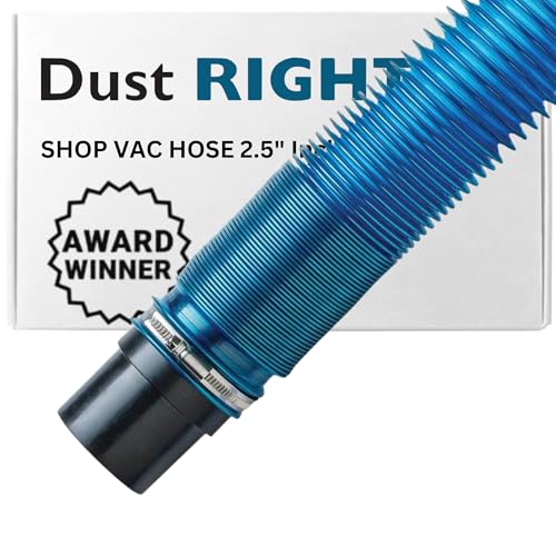 Dust Right 2.5'' Shop Vac Hose Kit &ndash; Expandable Blue Shop Vac &ndash; 2-1/2&rdquo; Elastic, Flexible...