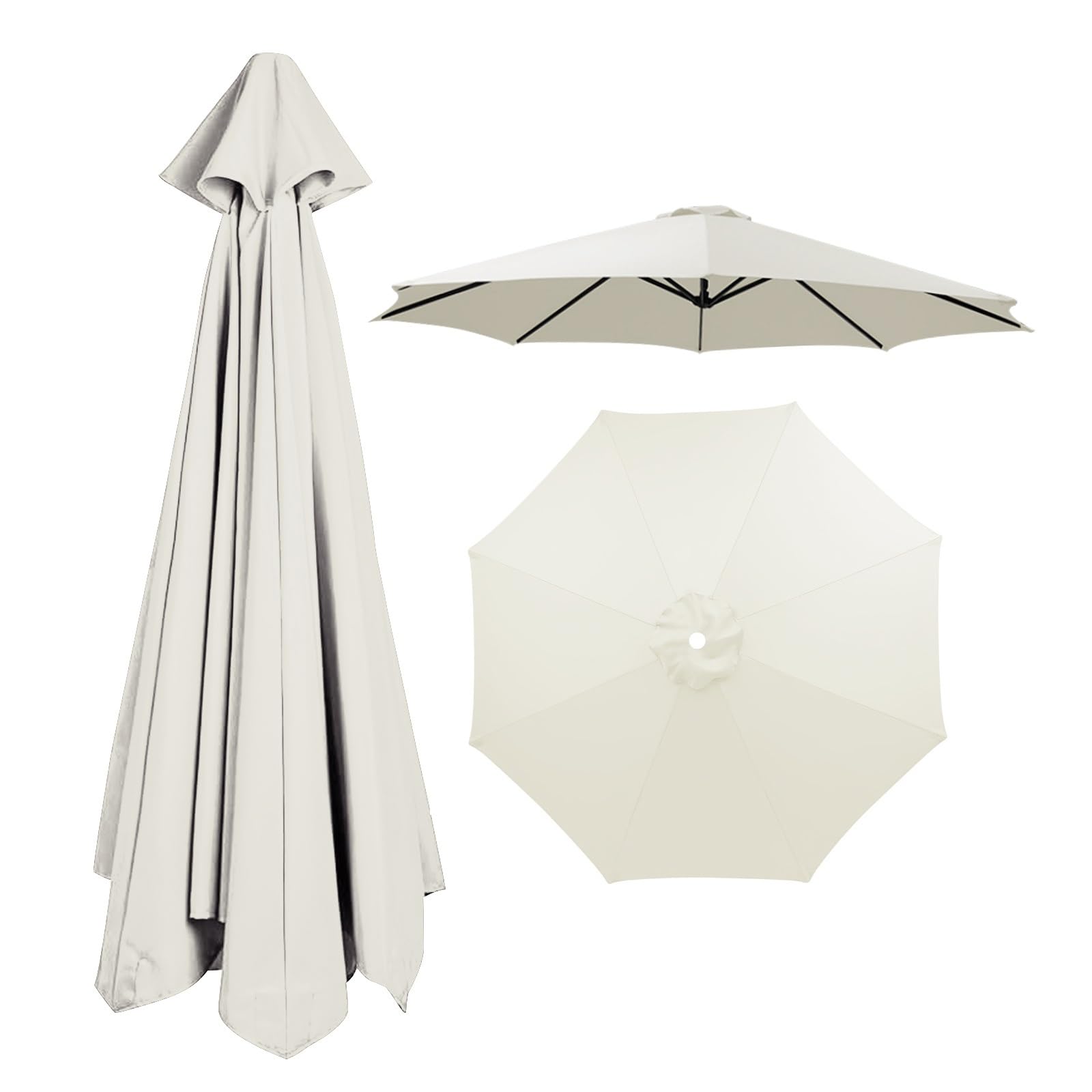 8 Ribs Umbrella Replacement Canopy, Outdoor Patio Replacement Parasol Cover UV Protective Waterproof Replacement Parasol Fabric for Garden Deck Backyard Pool(White,2.30m)