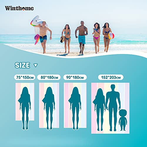 Winthome Telo Mare Asciugatura Rapida- Asciugamano Mare Microfibra Leggero, Teli Mare Grandi Senza Sabbia, Versatile per Donna Uomo Viaggi Vacanze Nuoto Campeggio con Borsa (Boemia, 180x90cm - 1 Pack)