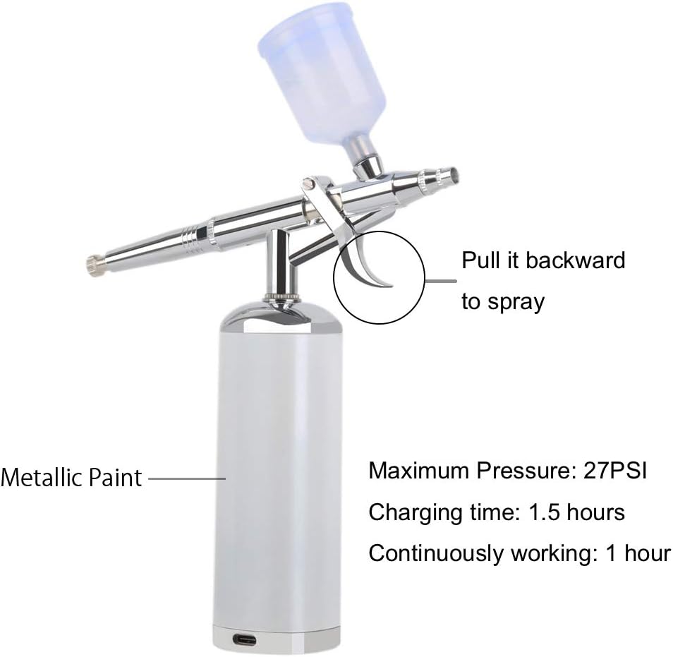 I-BEAUTEE 27PSI Airbrush Kit, Rechargeable Cordless Airbrush Compressor, Auto Handheld Airbrush Gun, Mini Airbrush Set Portable Wireless Air Brush for Barber, Nail Art, Makeup, Model Painting (Black): Arts, Crafts & Sewing